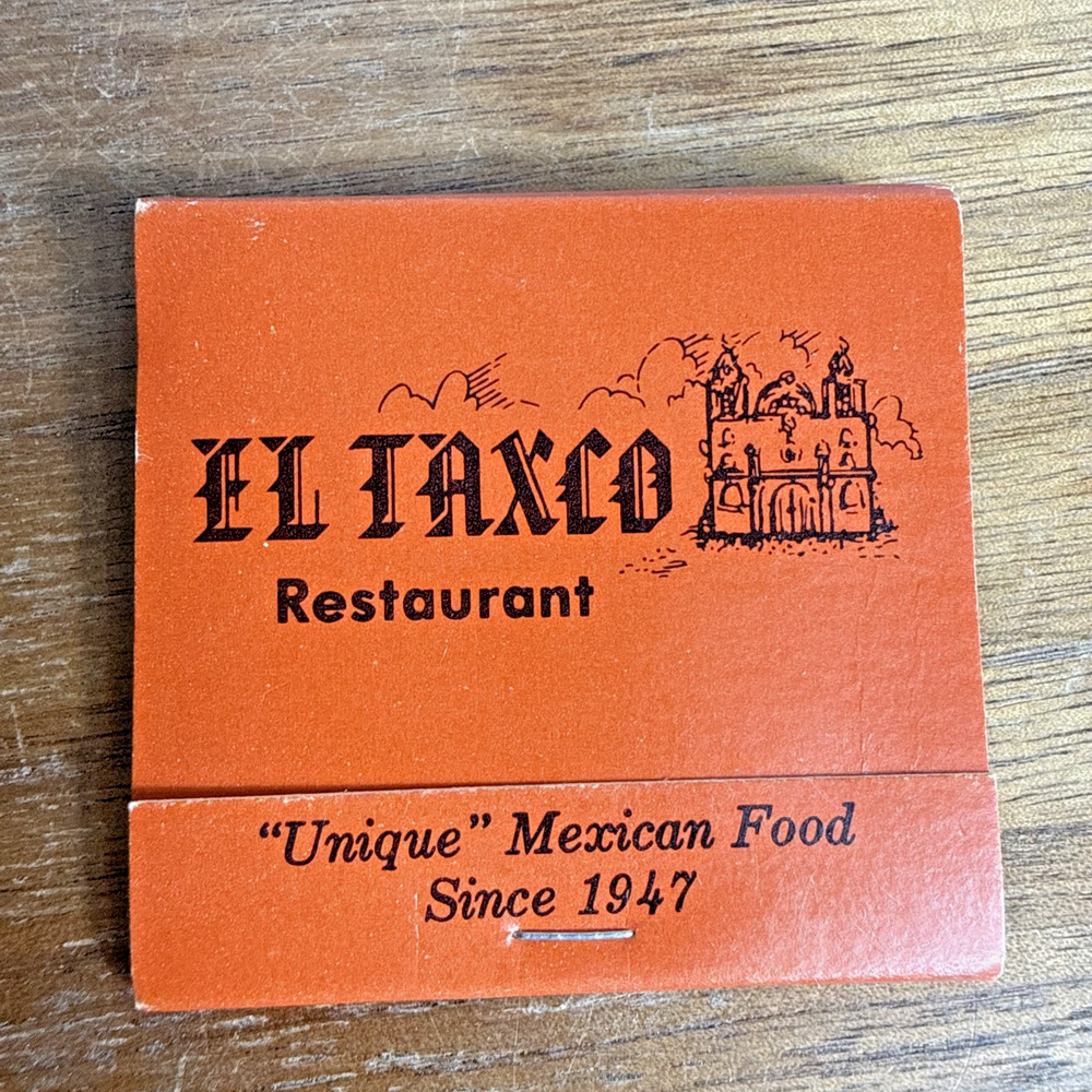 El Taxco Vintage Dallas Mexican Restaurant Matchbook Casa Navarro 1970s Texas